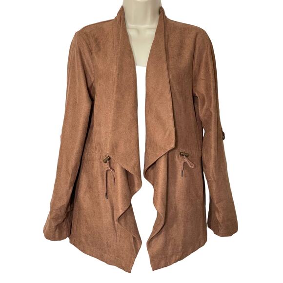 HYFVE NWOT Camel Jacket. Lightweight Knit, suede feel, Unique, Ladies Small - Picture 1 of 6
